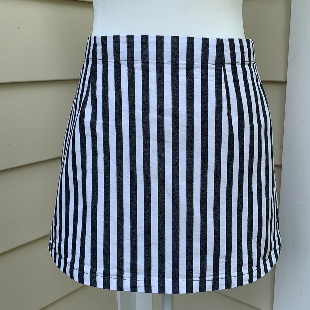 Forever 21 Black and White Striped Miniskirt Nautical